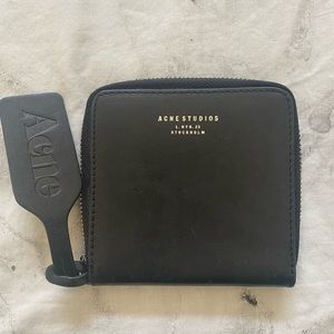 Acne Studios Black Leather Tab Zip Wallet